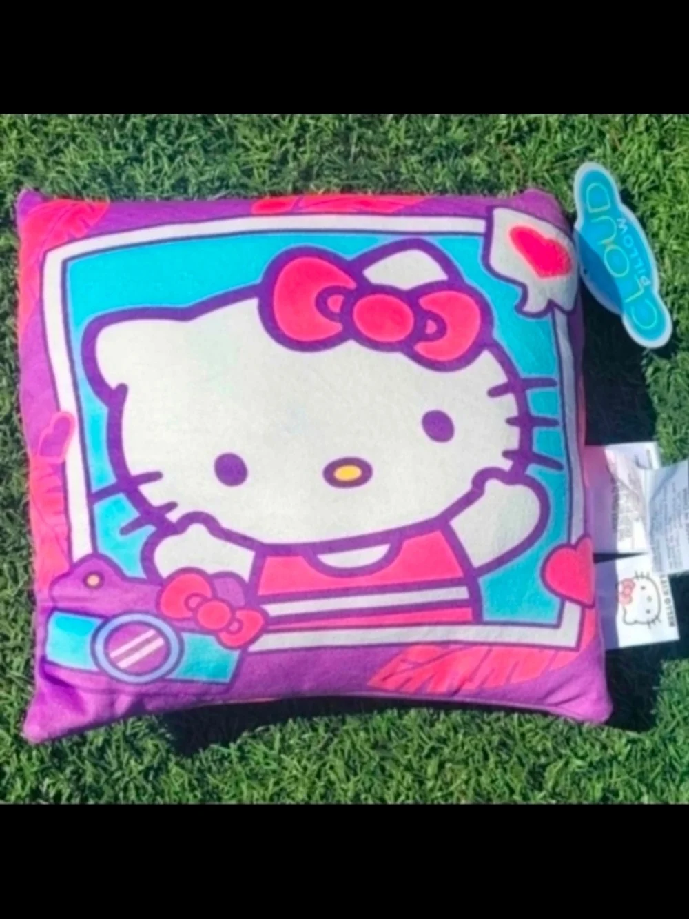 Hello Kitty Square Pillow - Purple, Turquoise & Pink